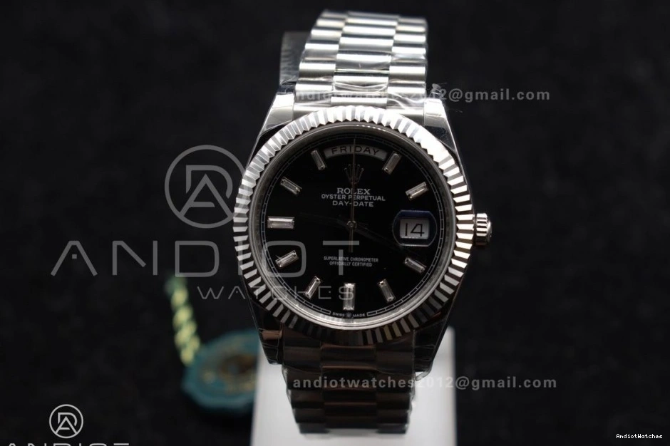 40 GSF Dial Weight DayDate on President A Crystal Black Bracelet Bright Gain 718 SS 0227